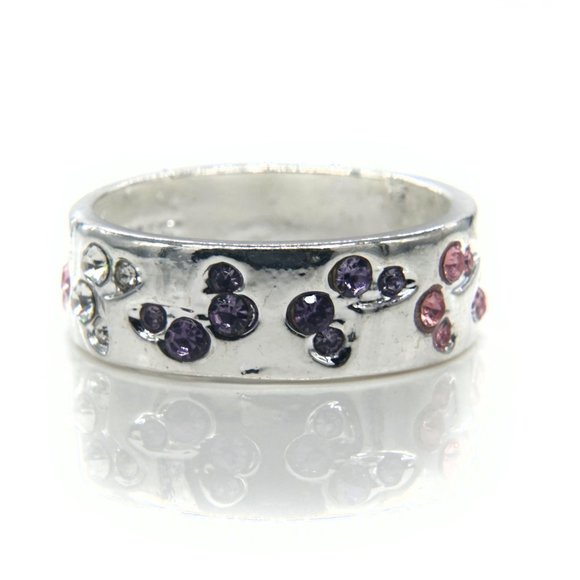 Silver band with multi color stones. - Picture 3 of 3